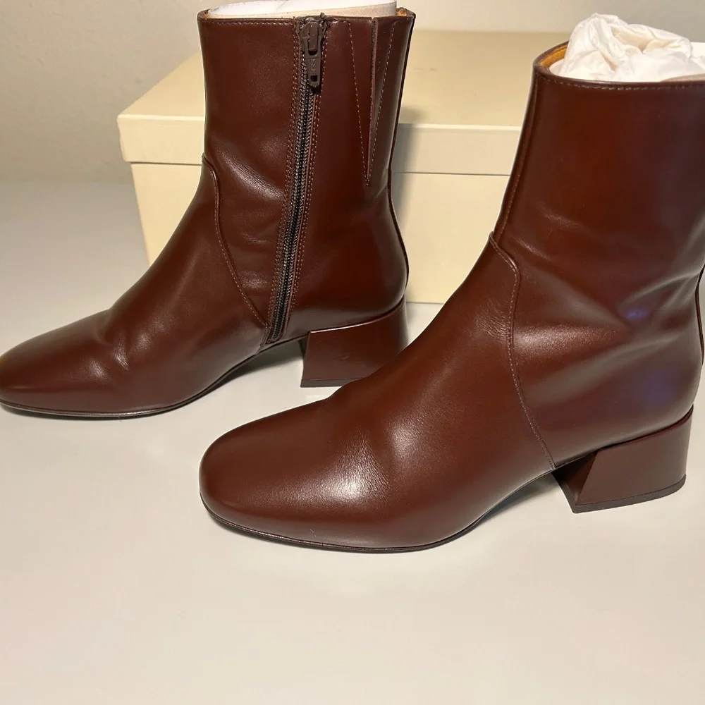 Pre Owned Womens Sezane PAULETTE LOW BOOTS Chocolate size US 7 - Picture 4 of 16